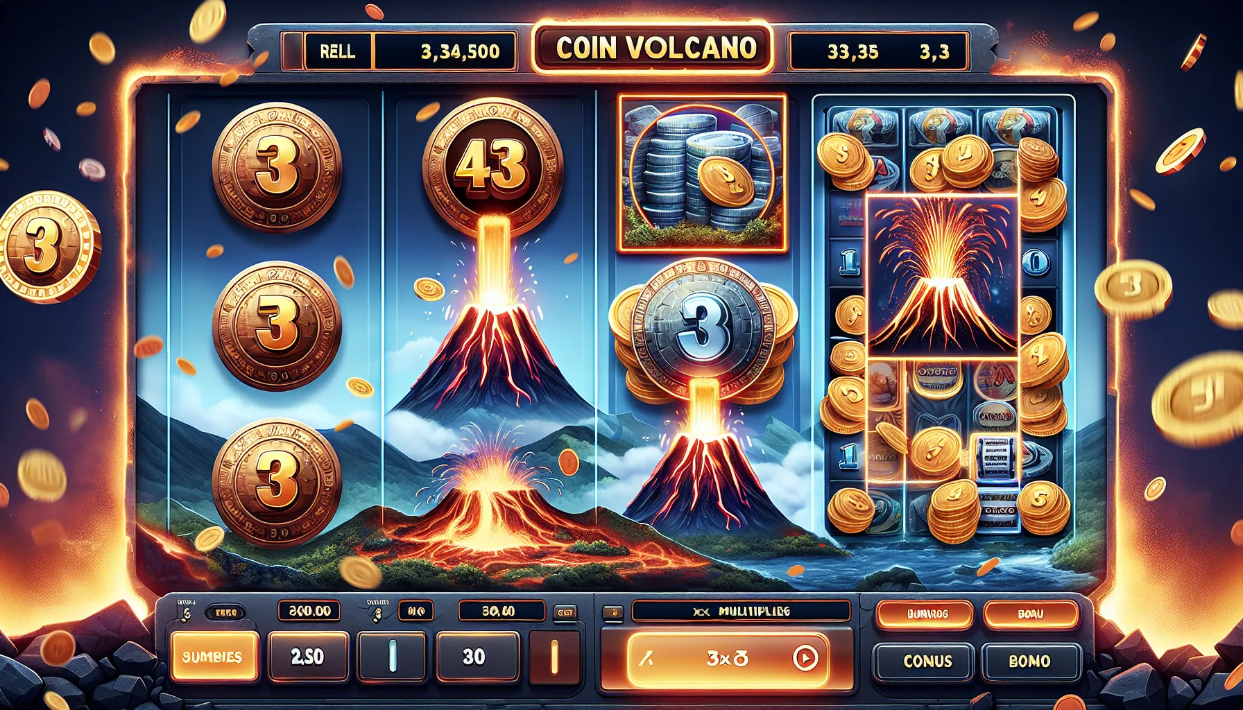 Jugabilidad de Coin Volcano