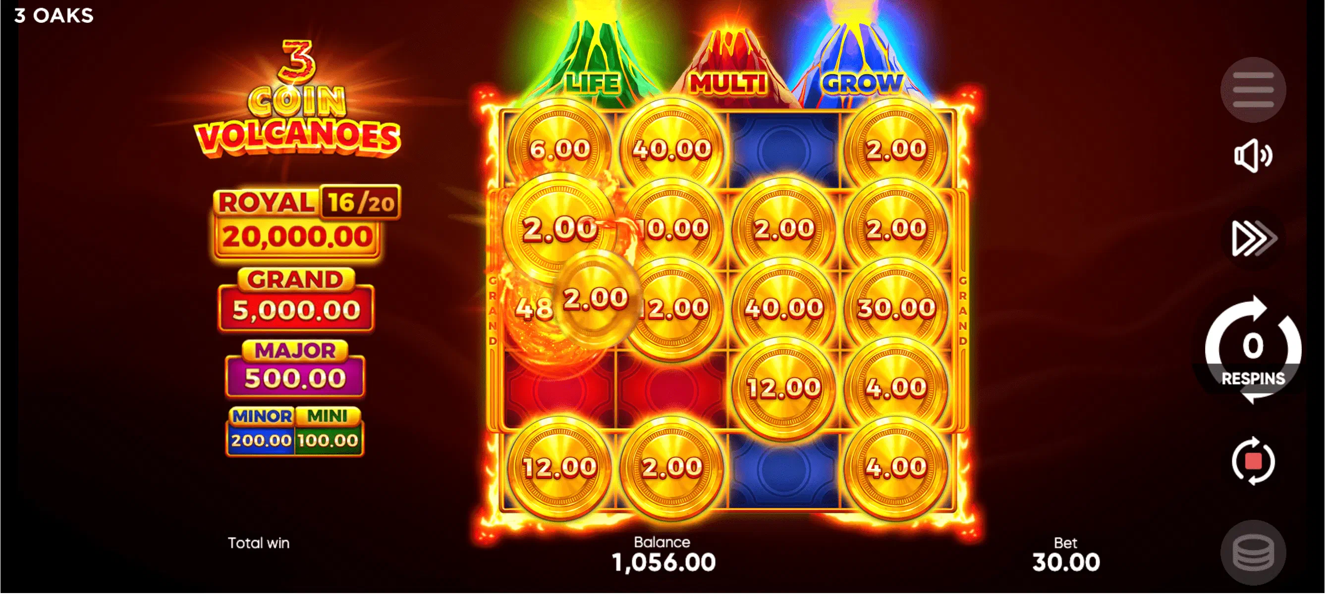 3 Coin Volcanoes slot, ficha técnica del formato multivolcán