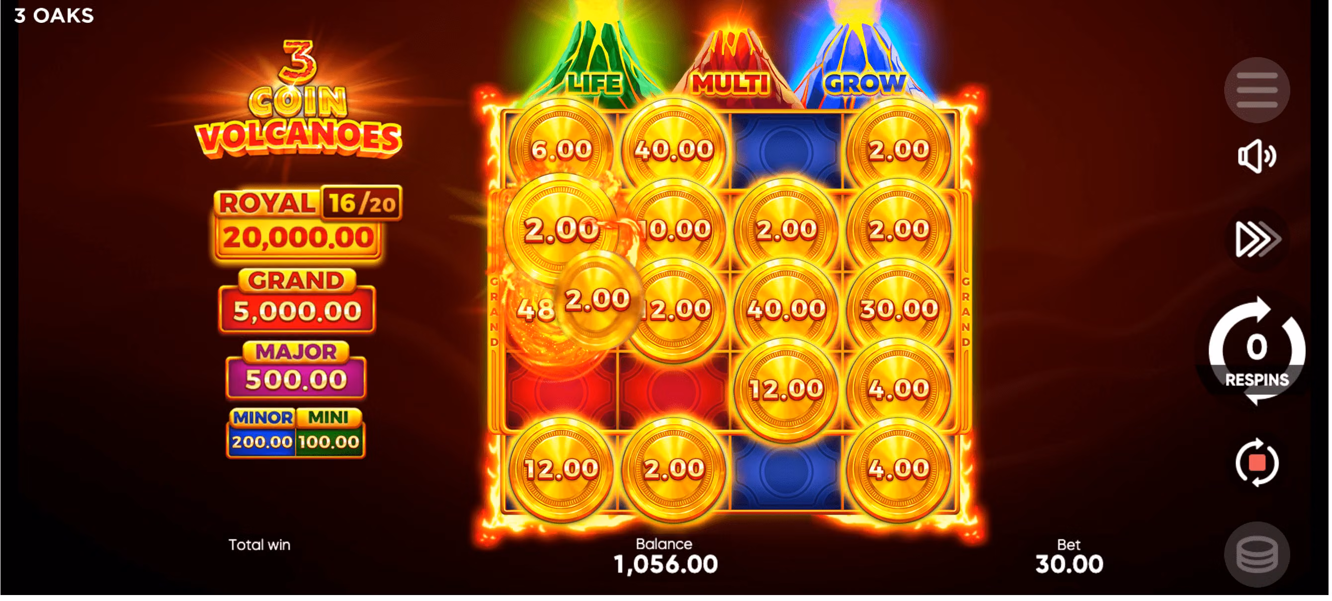 3 Coin Volcanoes slot — ficha técnica del formato multivolcán