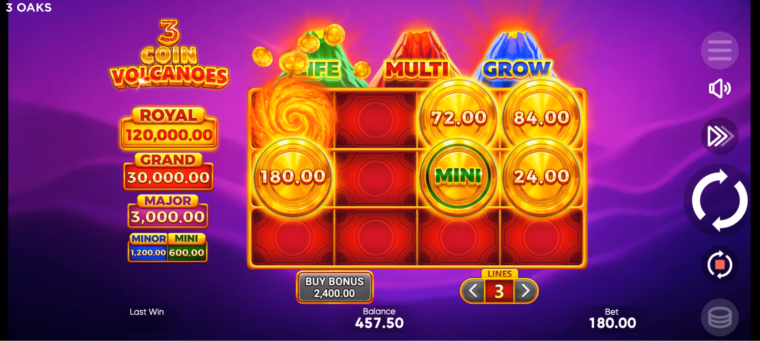3 Coin Volcanoes en tablet