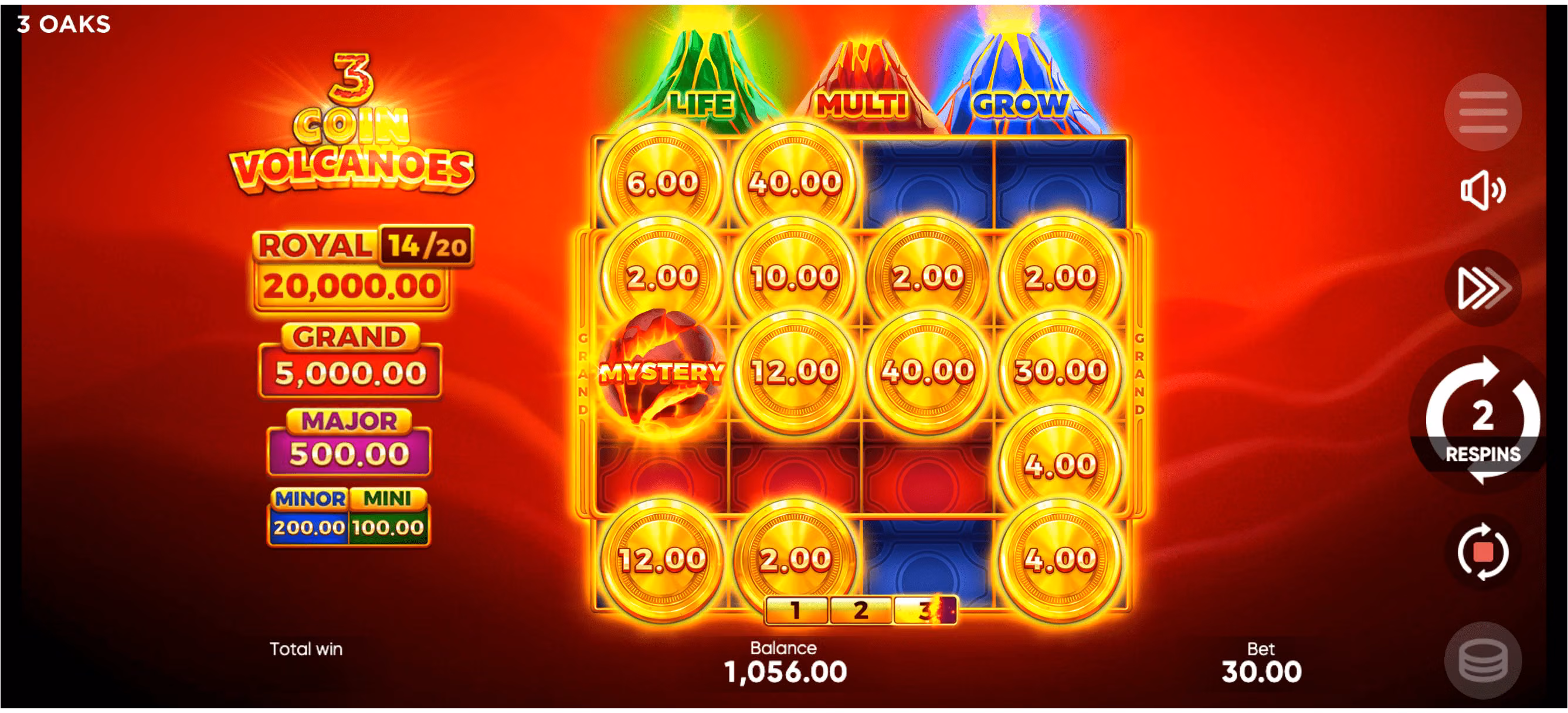3 Coin Volcanoes — cómo funciona el juego con tres volcanes