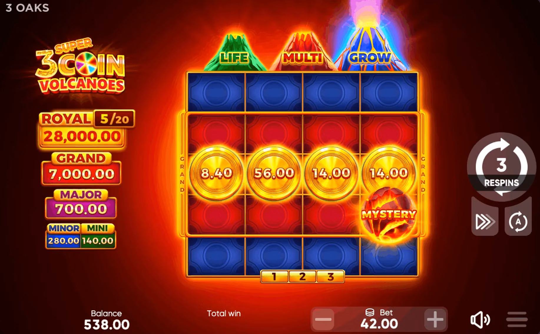 3 Super Coin Volcanoes — partida en ordenador