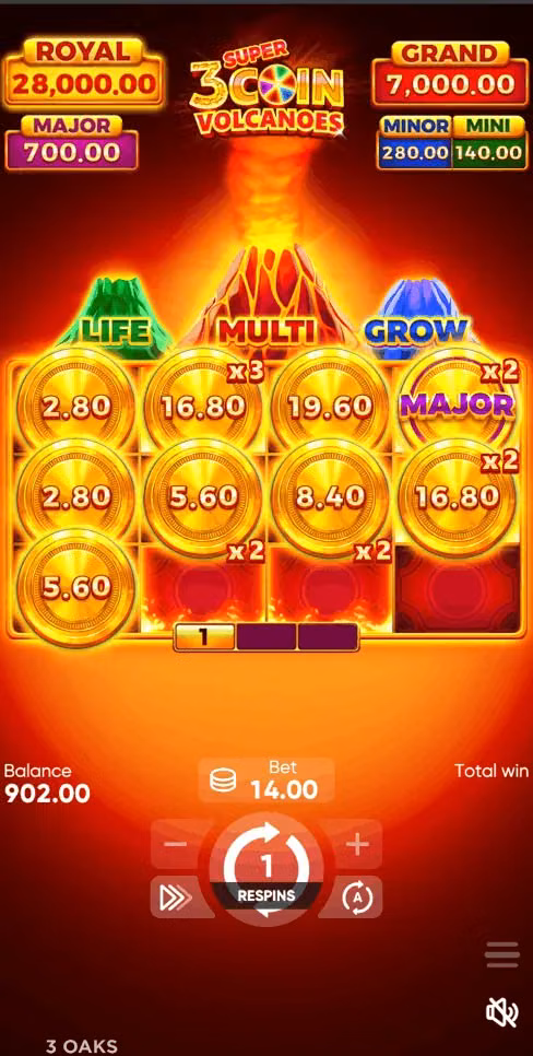 3 Super Coin Volcanoes — el juego en la pantalla del móvil