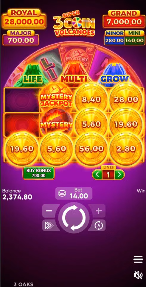 3 Super Coin Volcanoes — das Spiel auf dem Handybildschirm