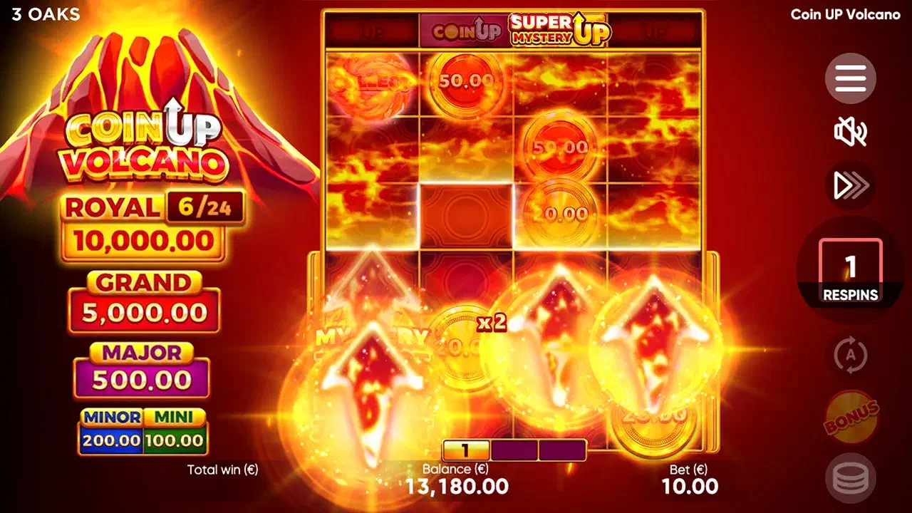Coin UP Volcano, partida en ordenador