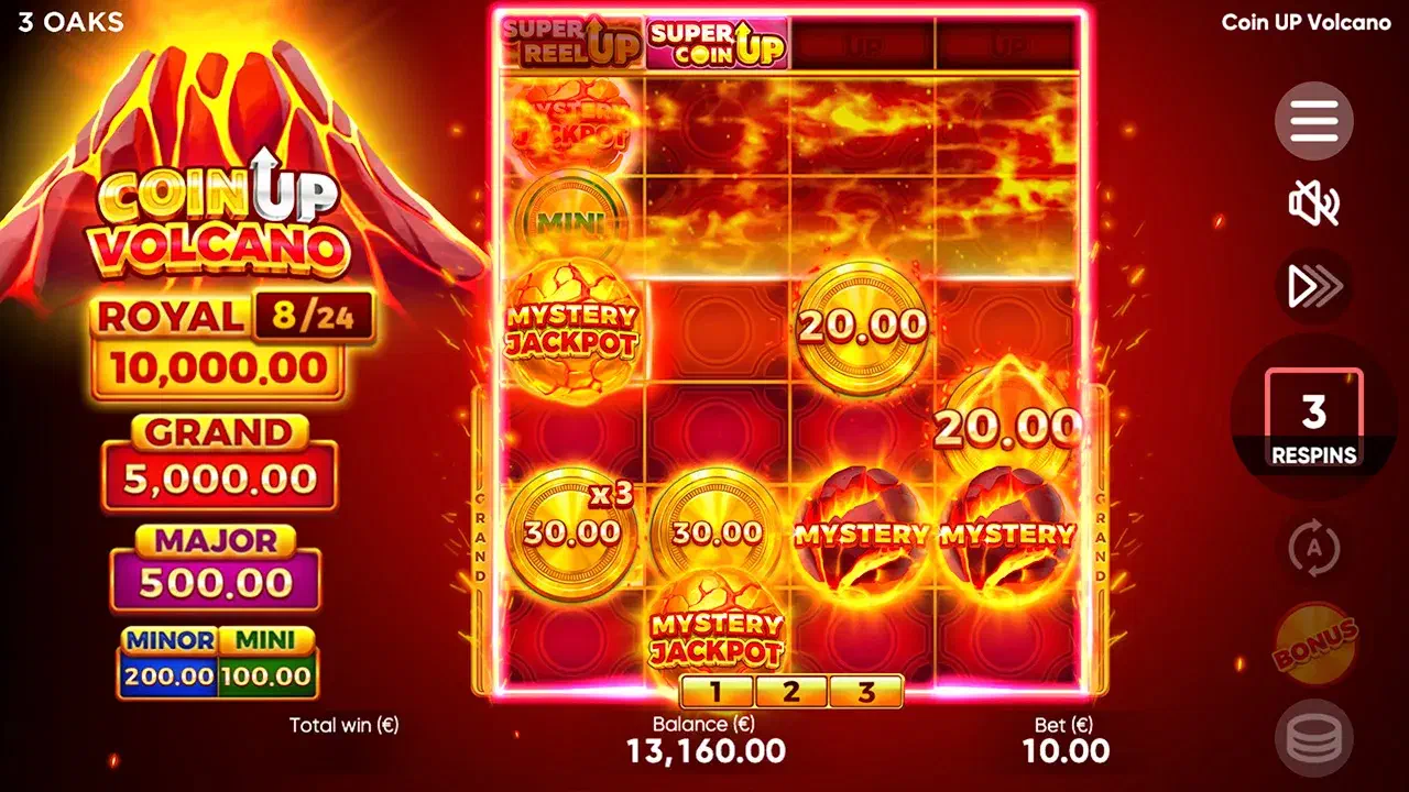 Coin UP Volcano, partida en ordenador