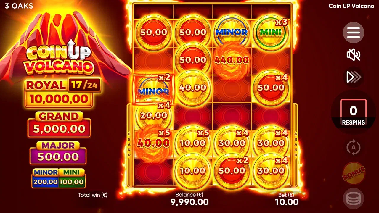 Coin UP Volcano, partida en ordenador