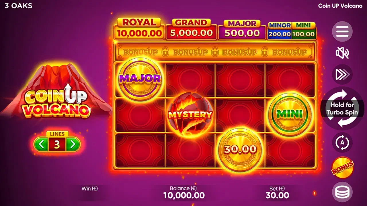 Coin UP Volcano, partida en ordenador