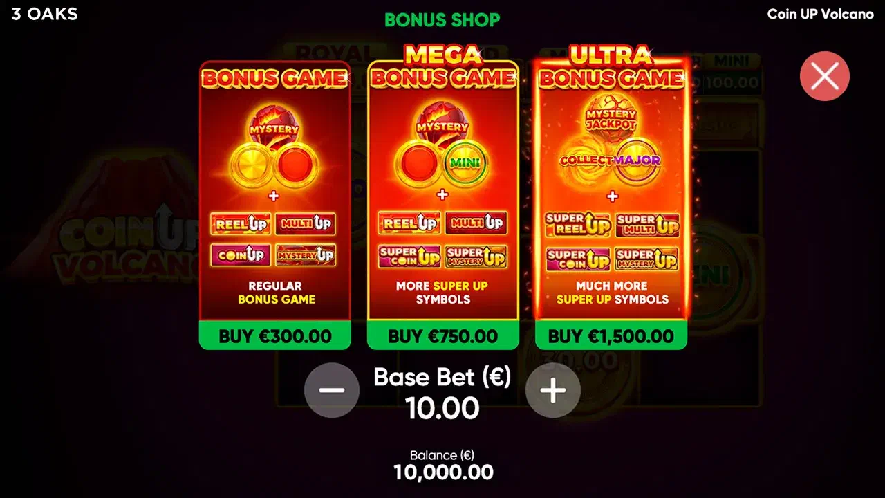Coin UP Volcano, partida en ordenador