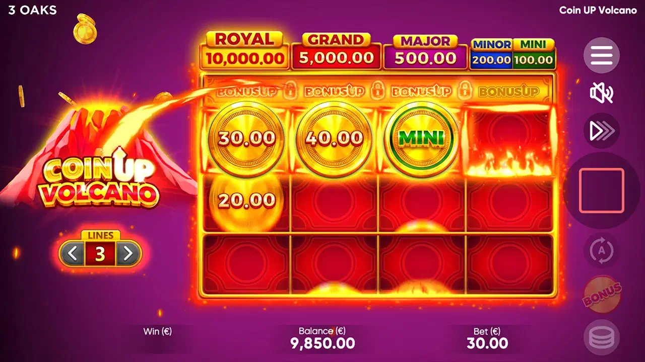 Cómo jugar a Coin UP Volcano: líneas, apuestas y presupuesto