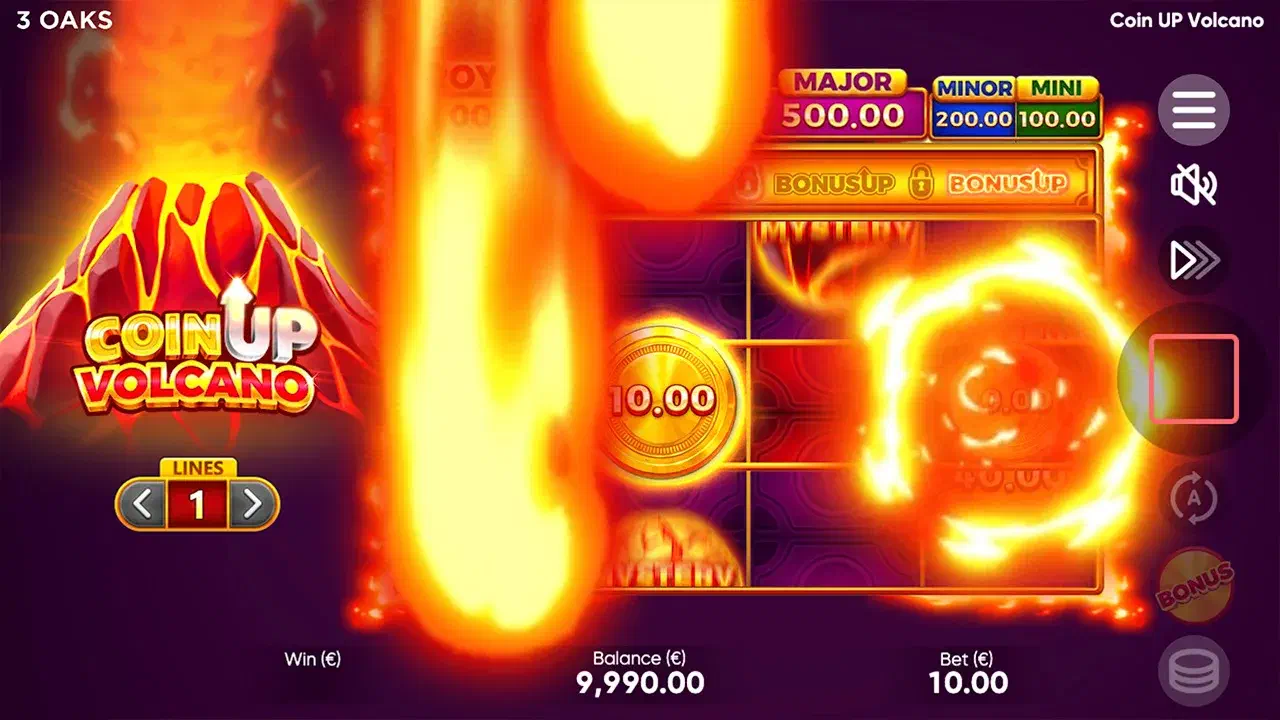 Coin UP Volcano, partida en ordenador