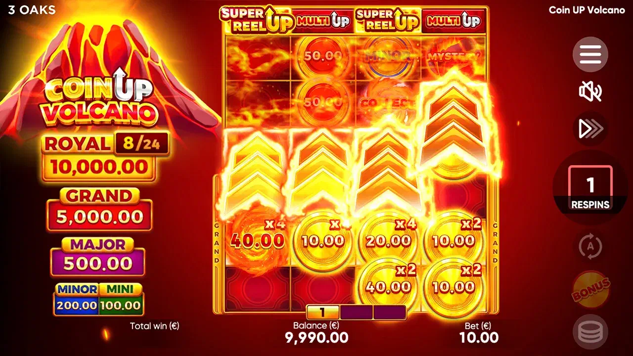 Coin UP Volcano, partida en ordenador