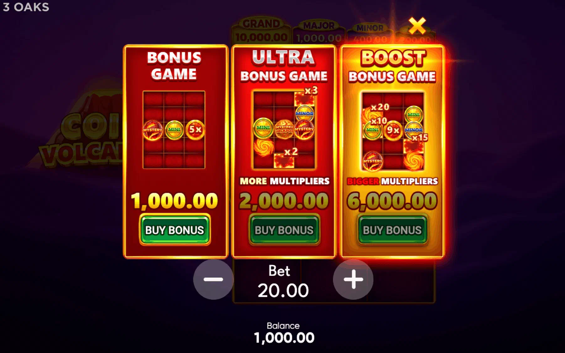 Funções de bônus de Coin Volcano 2