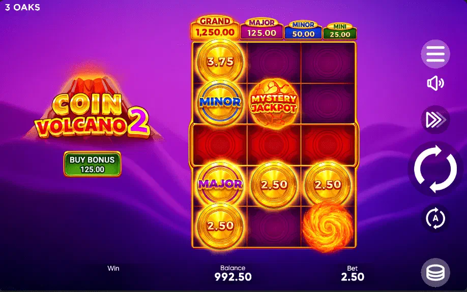 Jugar a Coin Volcano 2, ajustes, apuestas y mecánica real