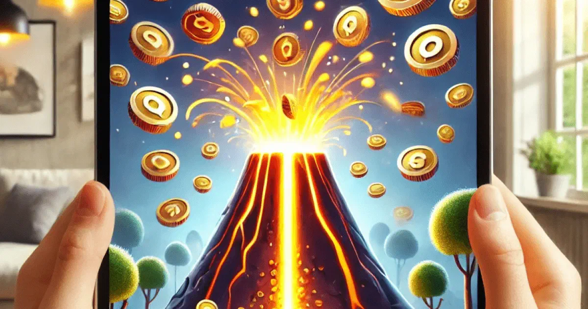 Coin Volcano en una tablet